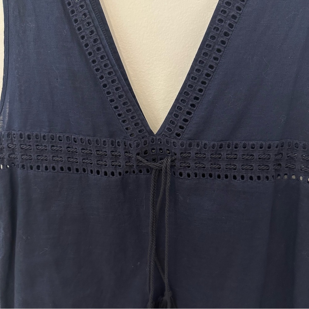 J. Crew Deep V Blue Swim Cover-Up XS linen cotton blend - Picture 5 of 11